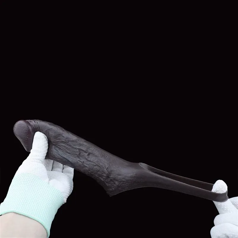 6.3 Inch Black Elastic Silicone Realistic Penis Extender Sleeve 7 6.3 Inch Black Elastic Silicone Realistic Penis Extender Sleeve 7