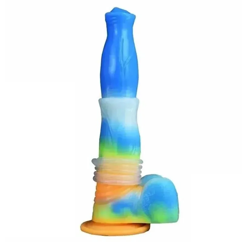 08 9.5 Inch Vibrating Ejaculating Horse Dildo Luminous Squirting Animal Penis - Image 1