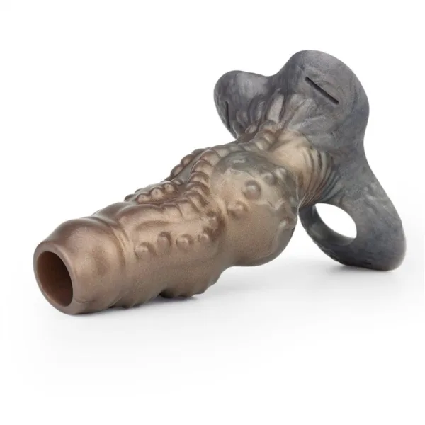 Leather Strap On Knotted Alien Penis Sleeve Harness Set - Image 9