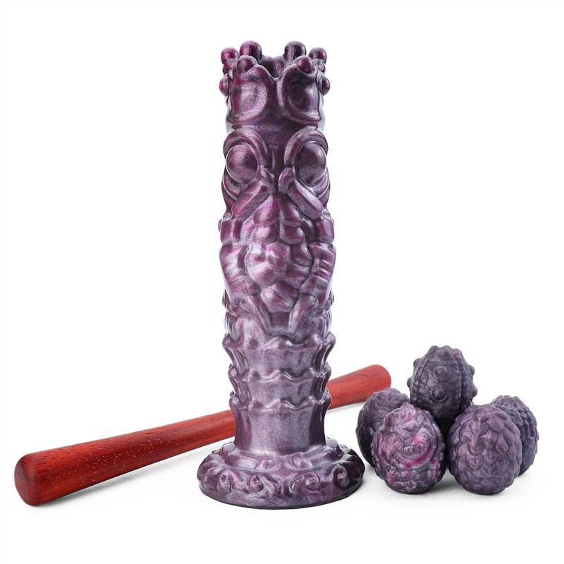 Fantasy Alien Egg Laying Dildo (6) 8.3 Inch Fantasy Alien Egg Laying Dildo Platinum Silicone Ovipositor Toy - Image 1