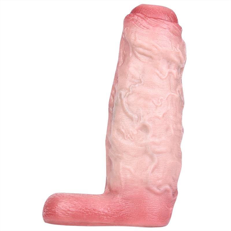 Textured Realistic Silicone Penis Girth Enhancer (8) Textured Realistic Silicone Penis Girth Sleeve - Image 1