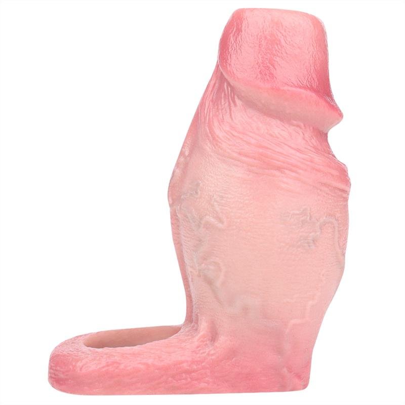 Thick Open Head Realistic Penis Sleeve (8) Thick Realistic Penis Sleeve with Open Head & Ball Strap - Image 1