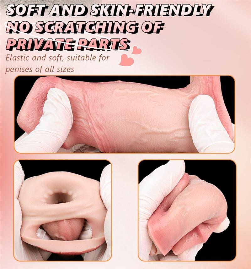 Thick Realistic Penis Sleeve with Open Head & Ball Strap 4 Thick Realistic Penis Sleeve with Open Head & Ball Strap 4