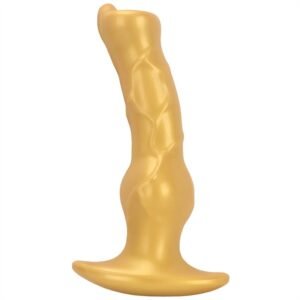 Gold dog knot butt plug with secure T-base