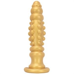 gold textured silicone anal dildo plug