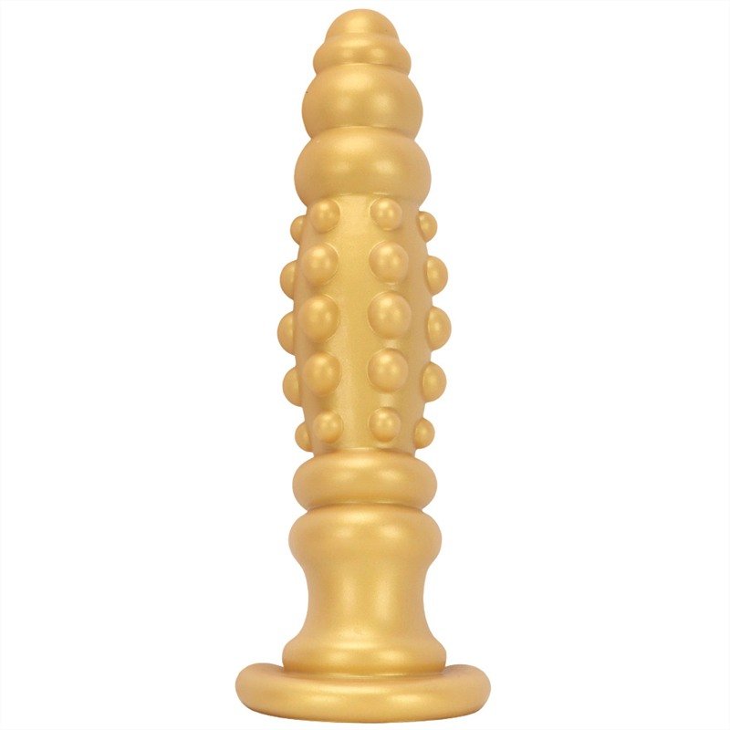 Gold Textured Anal Dildo Plug (15) gold textured silicone anal dildo plug