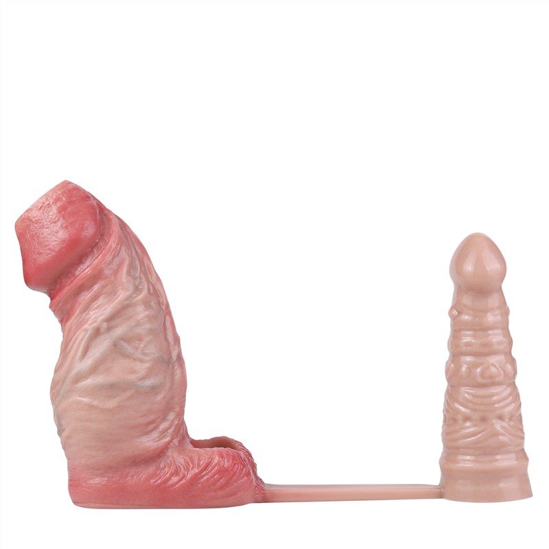 Open Head Cock Sleeve with Attached Butt Plug (1) Open Head Cock Sleeve with Attached Butt Plug | Optional Bullet Vibrator - Image 1