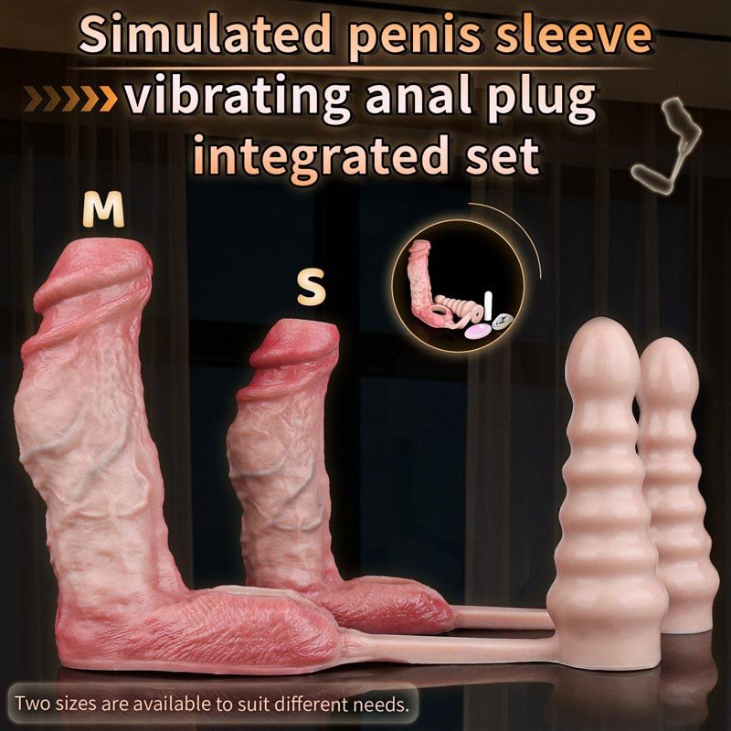 Realistic Open Head Penis Sleeve and Butt Plug Set | Optional Bullet Vibrator 1 Realistic Open Head Penis Sleeve and Butt Plug Set | Optional Bullet Vibrator 1
