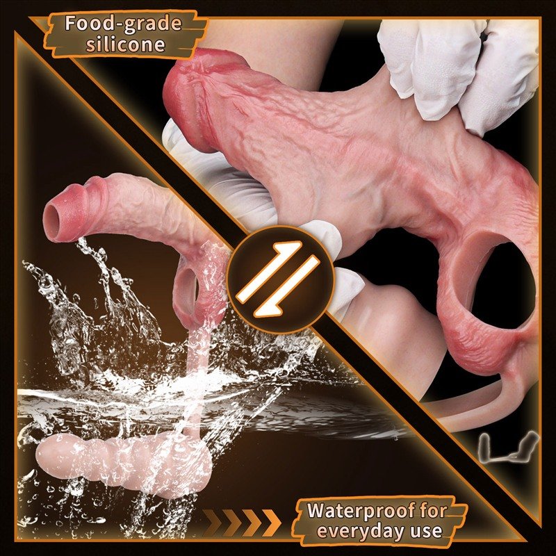 Realistic Open Head Penis Sleeve and Butt Plug Set | Optional Bullet Vibrator 7 Realistic Open Head Penis Sleeve and Butt Plug Set | Optional Bullet Vibrator 7