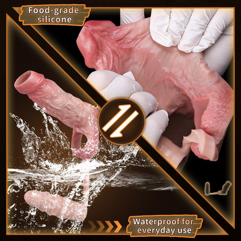 Textured Silicone Penis Sleeve with Butt Plug | Optional Bullet Vibrator 7 Textured Silicone Penis Sleeve with Butt Plug | Optional Bullet Vibrator 7
