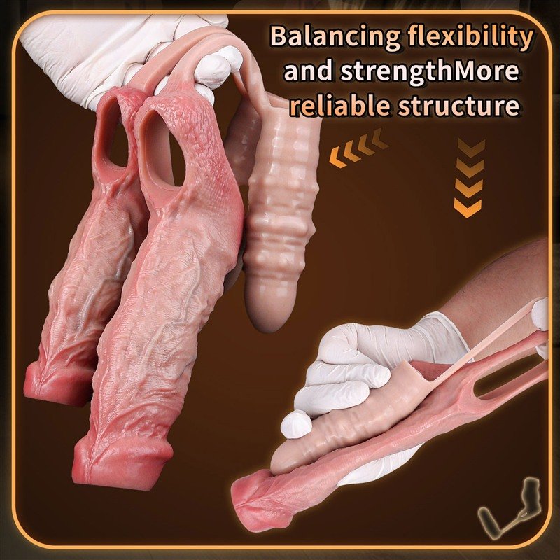 Textured Silicone Penis Sleeve with Butt Plug | Optional Bullet Vibrator 6 Textured Silicone Penis Sleeve with Butt Plug | Optional Bullet Vibrator 6