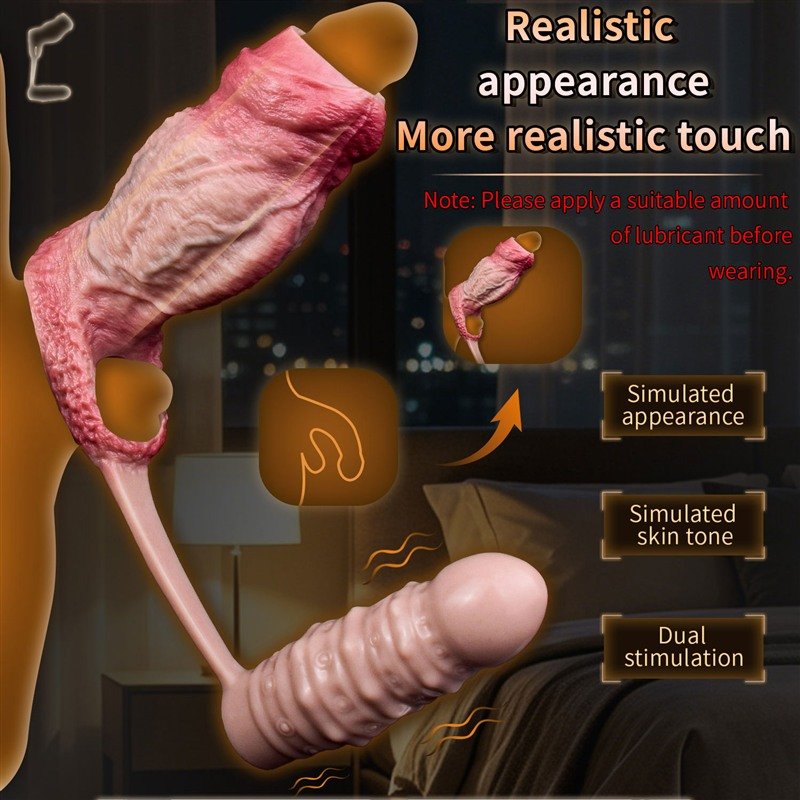 Thick Realistic Penis Sleeve with Butt Plug | Optional Bullet Vibrator 2 Thick Realistic Penis Sleeve with Butt Plug | Optional Bullet Vibrator 2