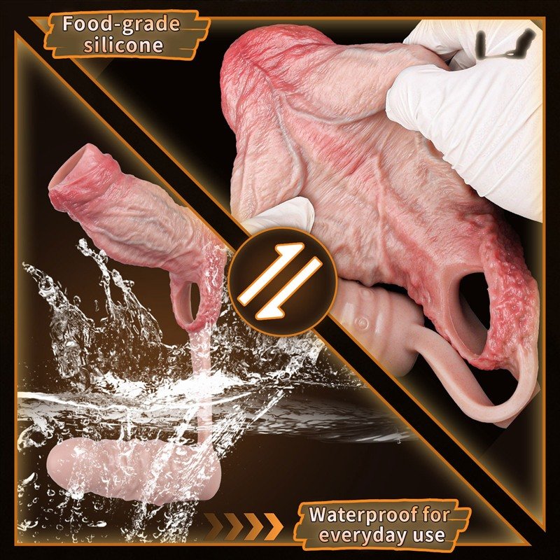 Thick Realistic Penis Sleeve with Butt Plug | Optional Bullet Vibrator 7 Thick Realistic Penis Sleeve with Butt Plug | Optional Bullet Vibrator 7