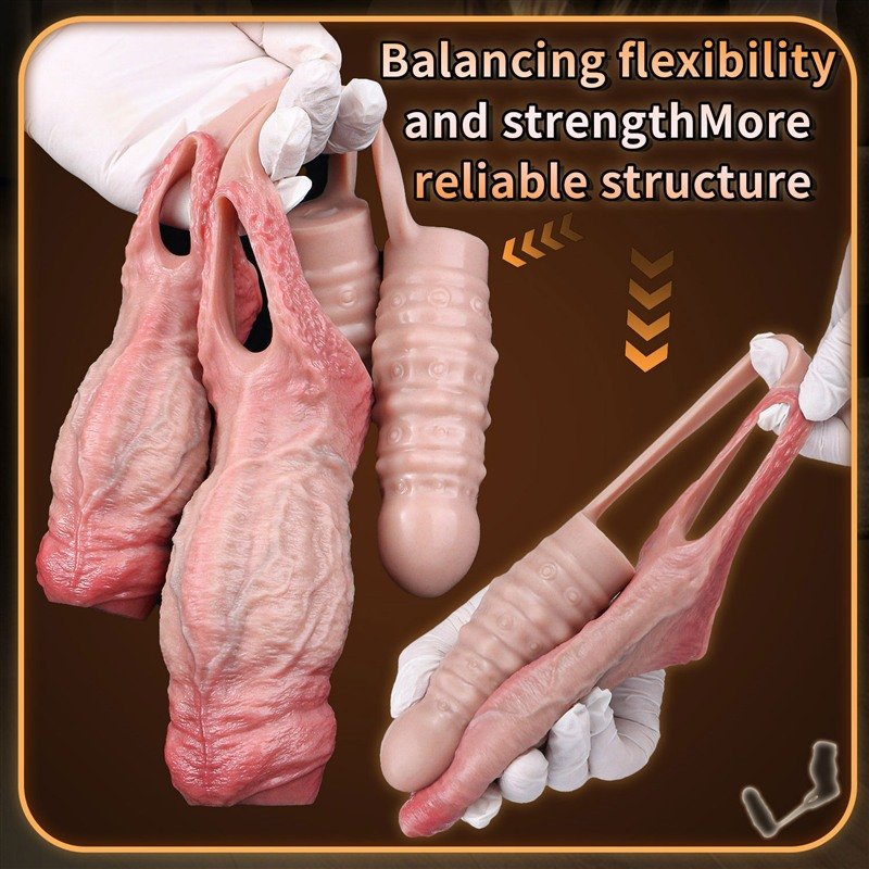 Thick Realistic Penis Sleeve with Butt Plug | Optional Bullet Vibrator 6 Thick Realistic Penis Sleeve with Butt Plug | Optional Bullet Vibrator 6