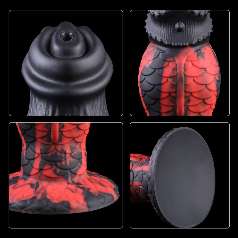 Black & Red Fantasy Squirting Dildo | 8.5 Inch Textured Bulb Ejaculating Toy 5 Black & Red Fantasy Squirting Dildo | 8.5 Inch Textured Bulb Ejaculating Toy 5
