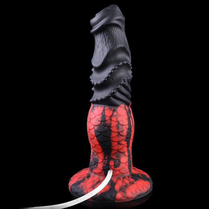 Black & Red Fantasy Squirting Dildo | 8.5 Inch Textured Bulb Ejaculating Toy 2 Black & Red Fantasy Squirting Dildo | 8.5 Inch Textured Bulb Ejaculating Toy 2