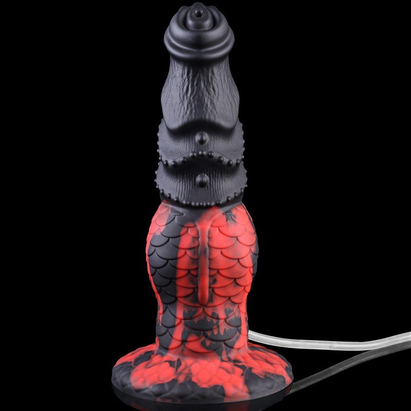 Black & Red Fantasy Squirting Dildo | 8.5 Inch Textured Bulb Ejaculating Toy 3 Black & Red Fantasy Squirting Dildo | 8.5 Inch Textured Bulb Ejaculating Toy 3