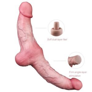 Realistic double ended dildo with dual-layer silicone material
