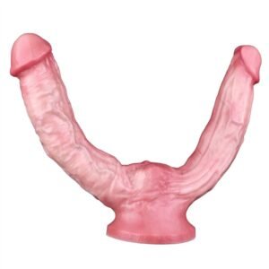 Realistic double headed dildo with suction cup